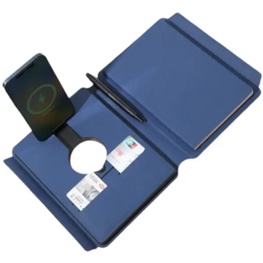 Onex Change Zero Recycled 10000mAh 15W MagSafe Wireless A5 Organiser Navy Phone Open